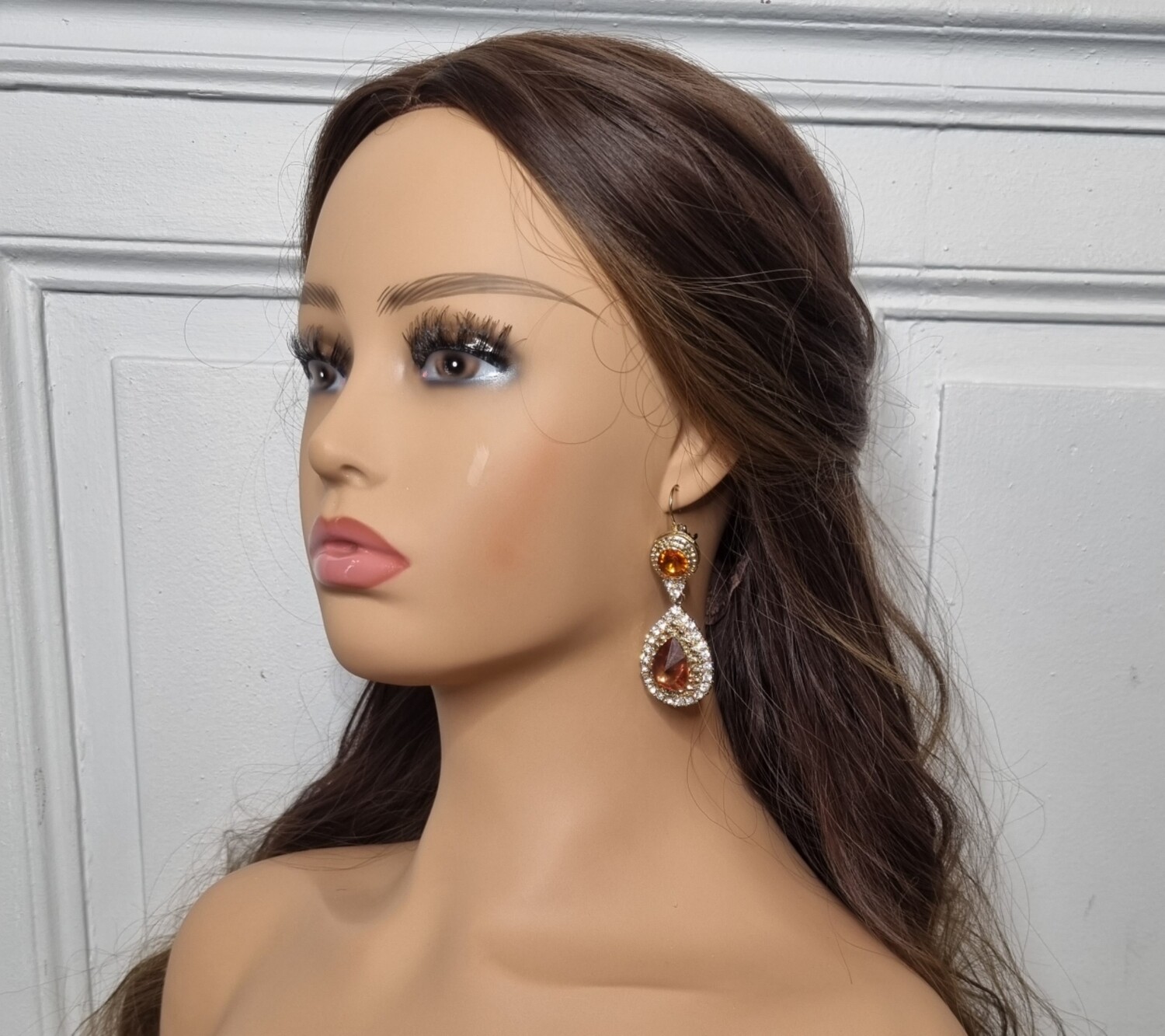 boucles d'oreilles mariage doré avec pierre ambré