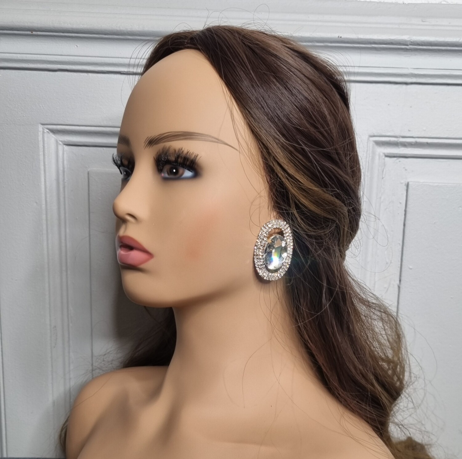 boucles d'oreilles mariage doré pierre ovale