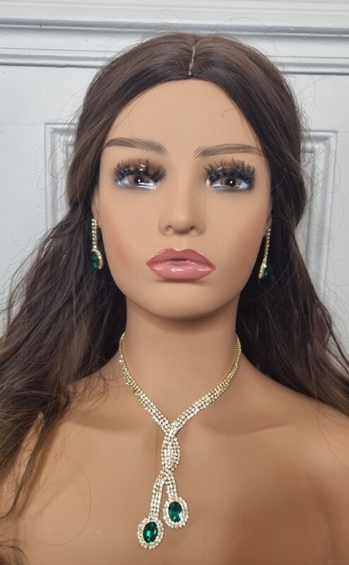 parure mariage doré et vert collier torsadé et boucles d'oreilles