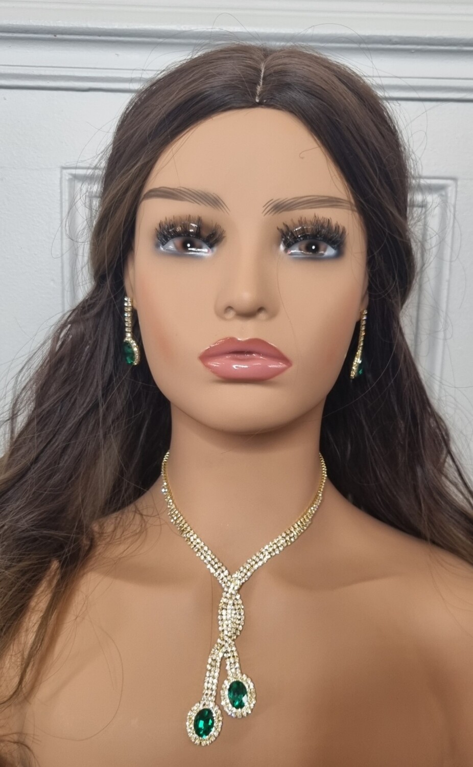 parure mariage doré et vert collier torsadé et boucles d'oreilles