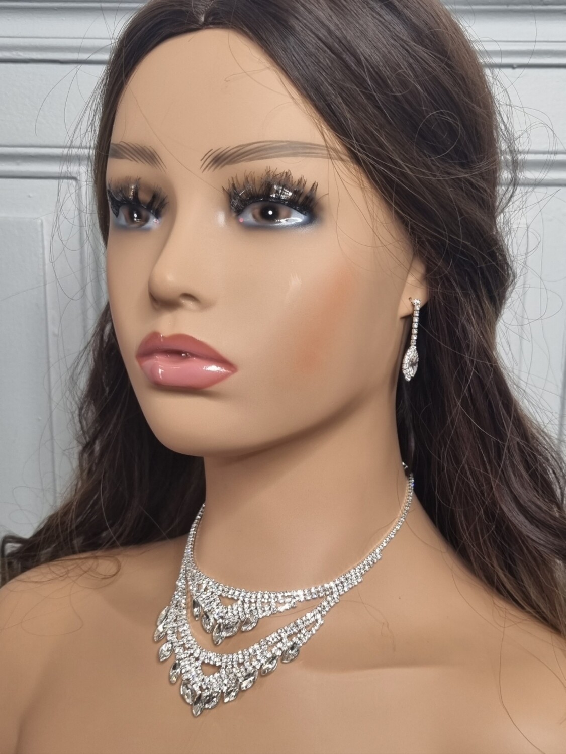 parure mariage argenté pierre blanche