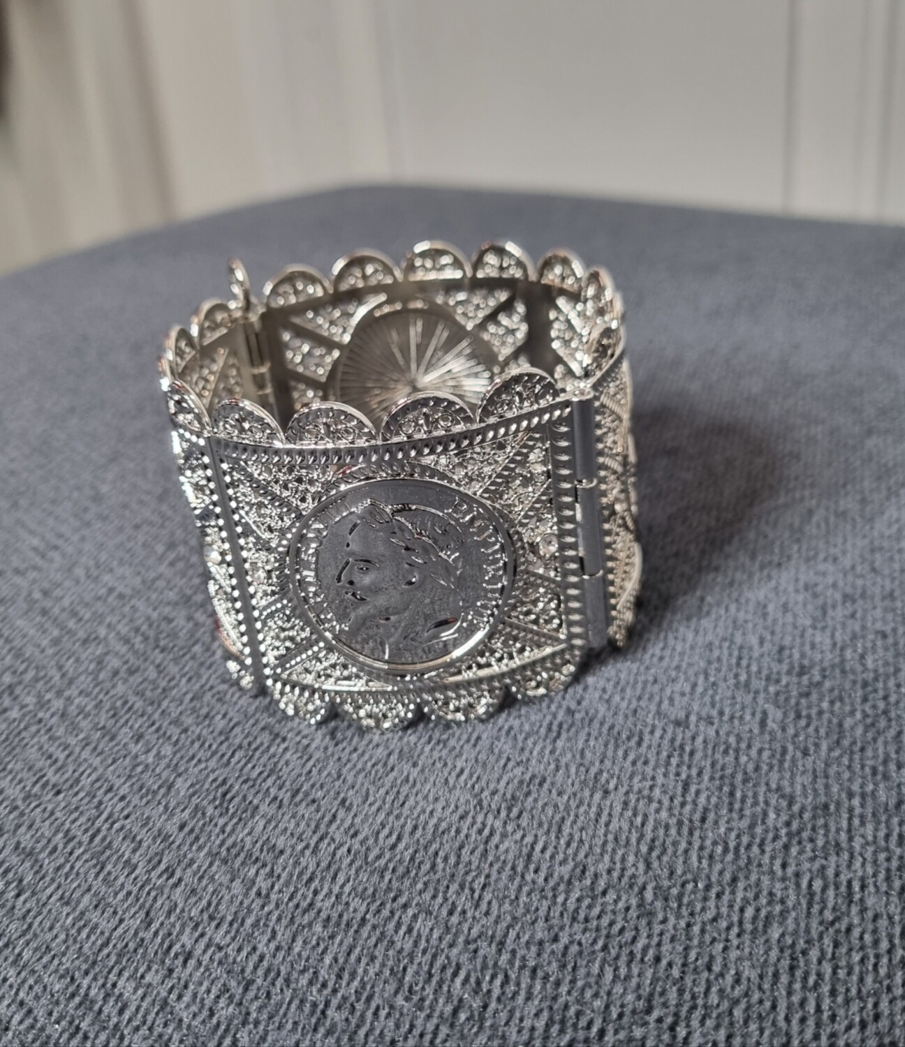 bracelet manchette oriental argenté