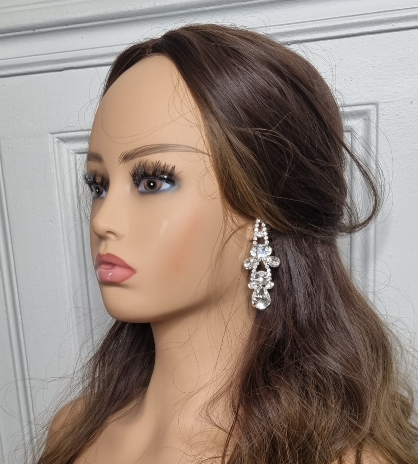 boucles d'oreilles a clip pendantes mariage argenté 