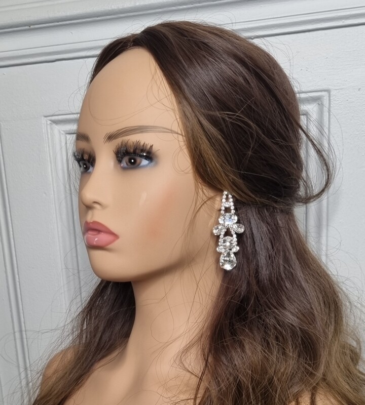 boucles d'oreilles a clip pendantes mariage argenté 
