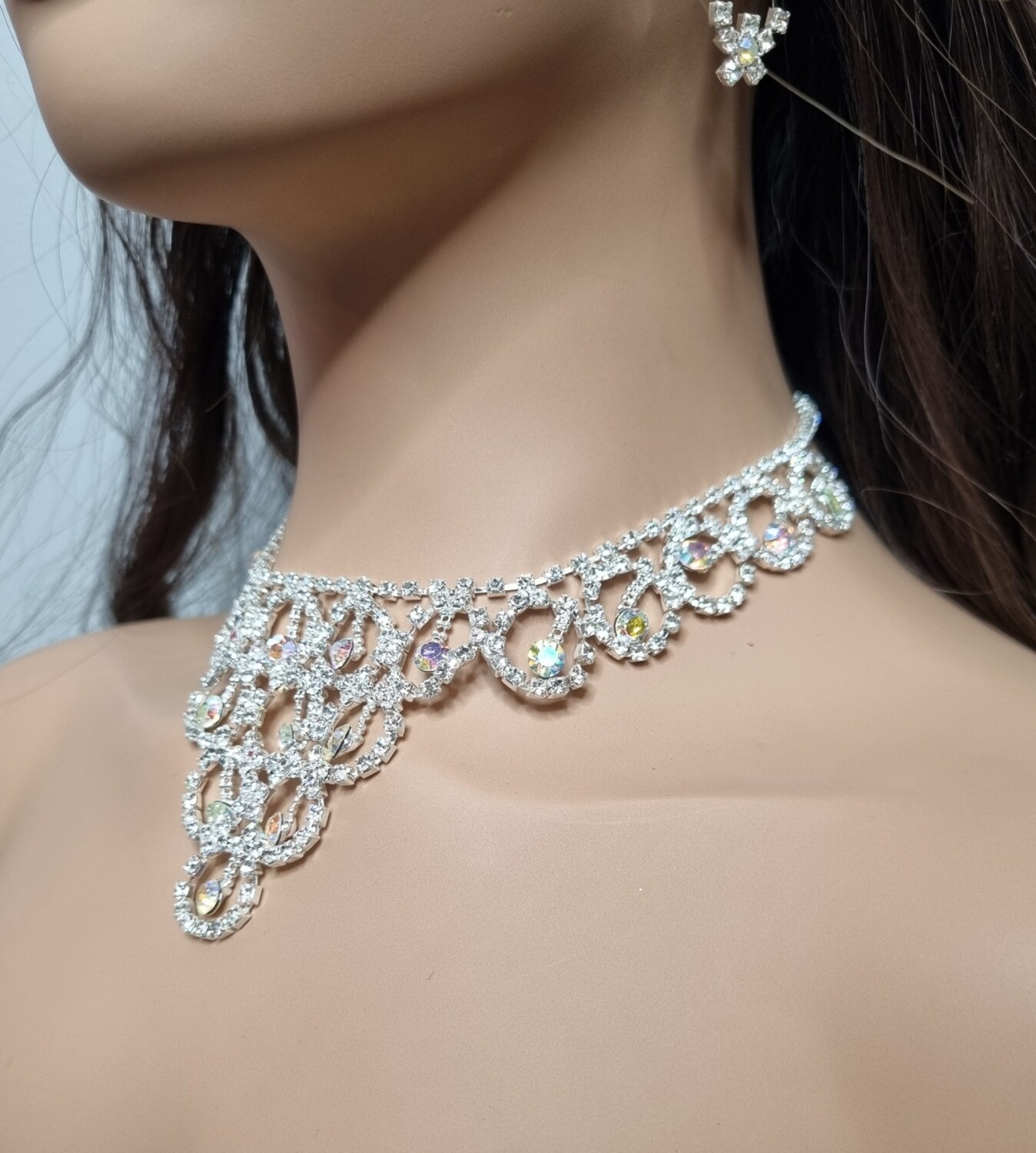 parure mariage collier et boucles argenté