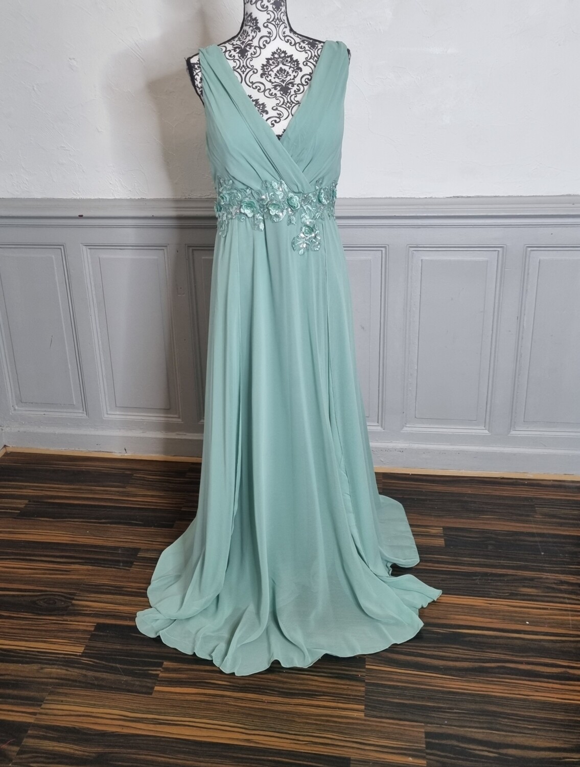 robe longue cérémonie mariage vert pomme