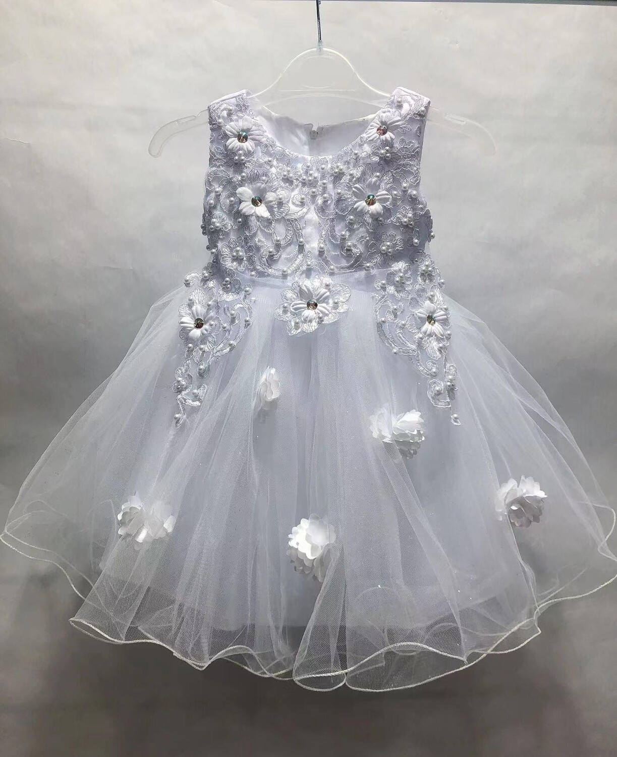 robe cérémonie fille blanche fleur brodées