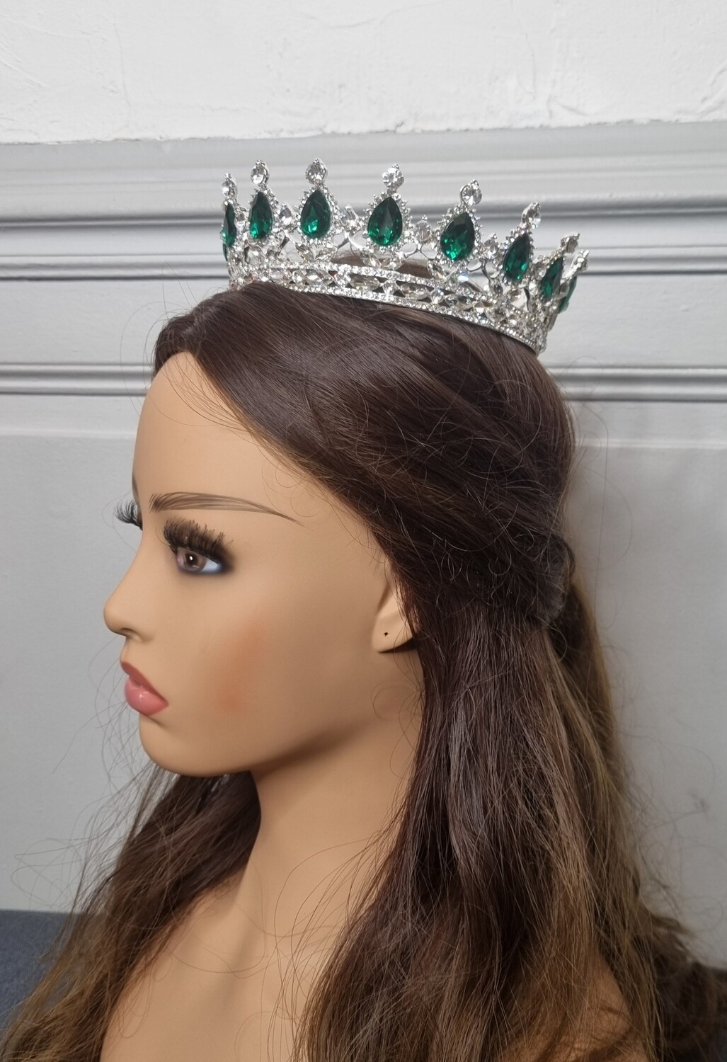 couronne royale mariage argenté et vert 