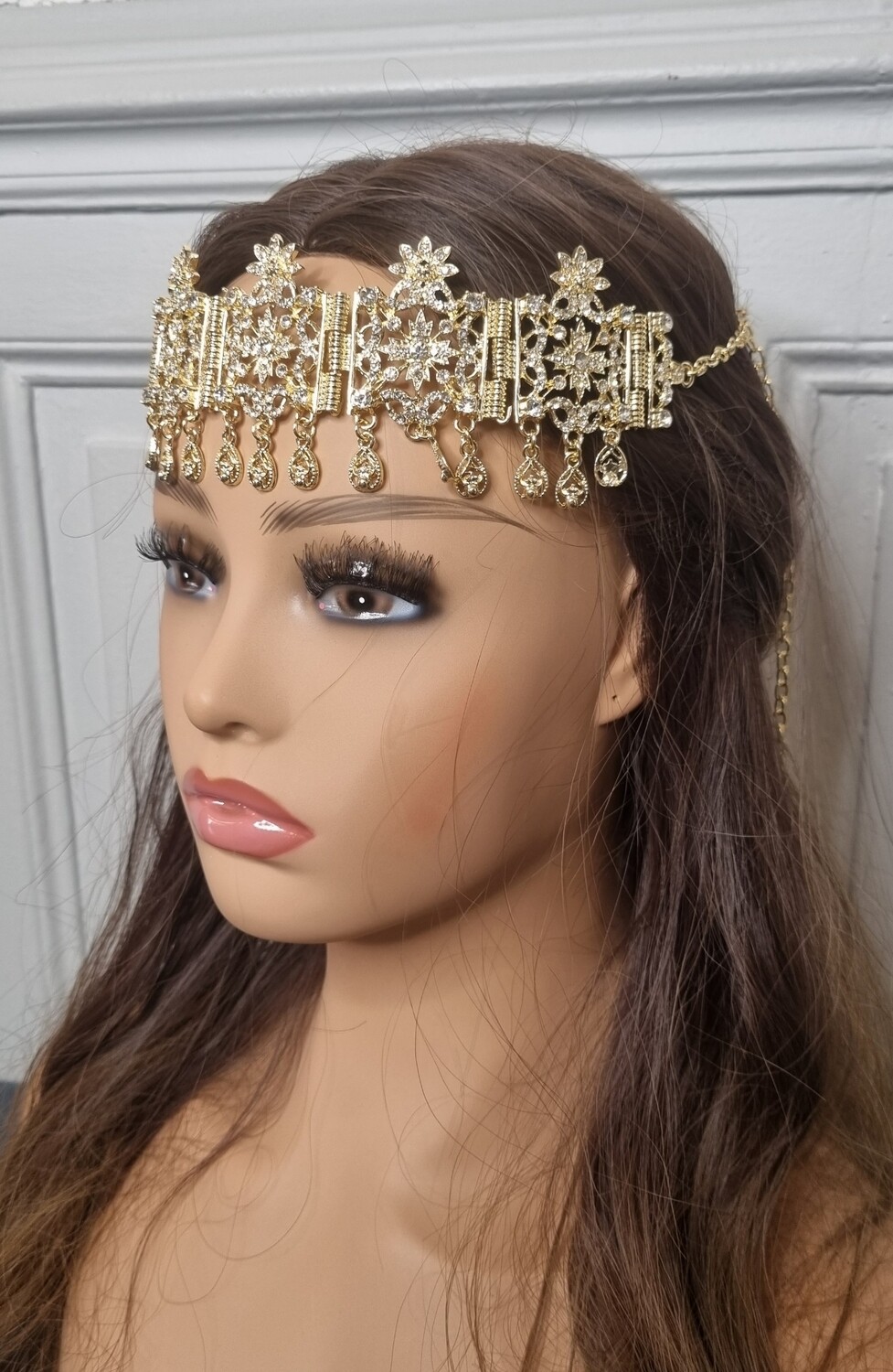 couronne frontal jbine chaoui doré et blanc