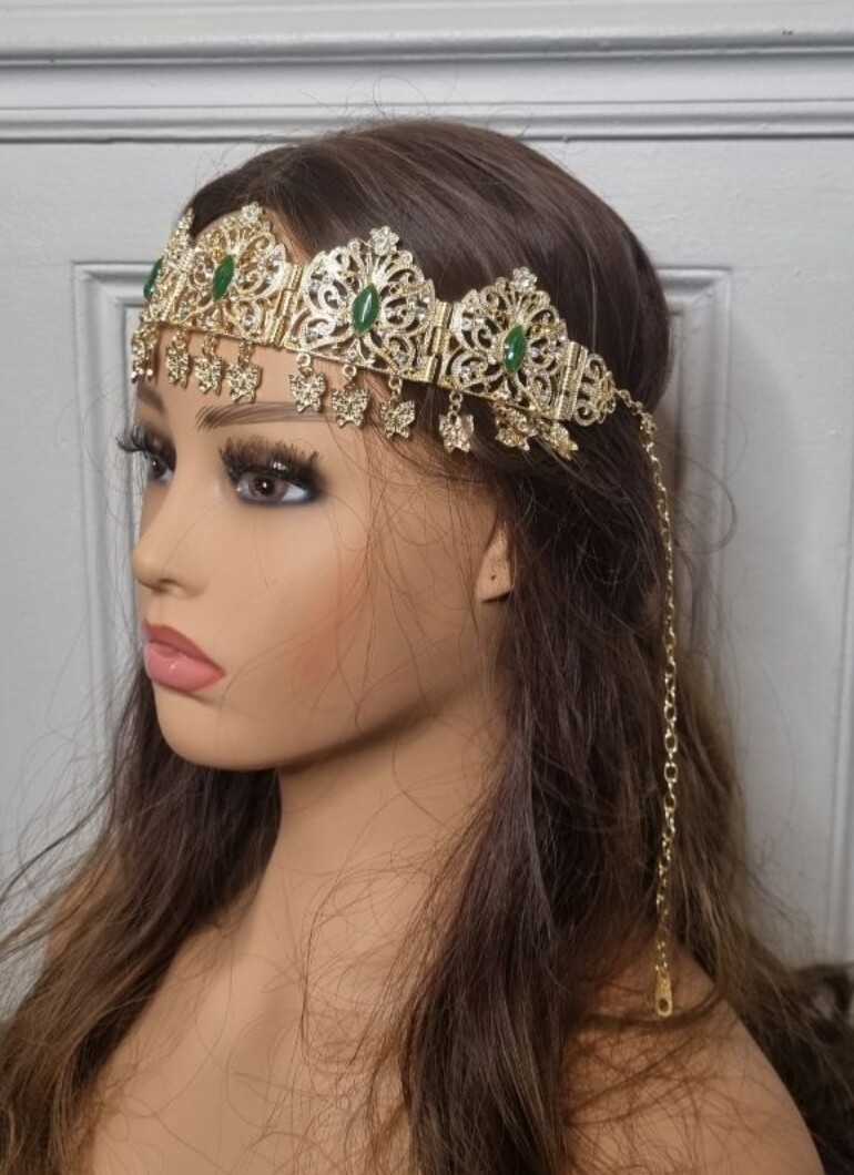 bijou de tête oriental jbine doré et vert