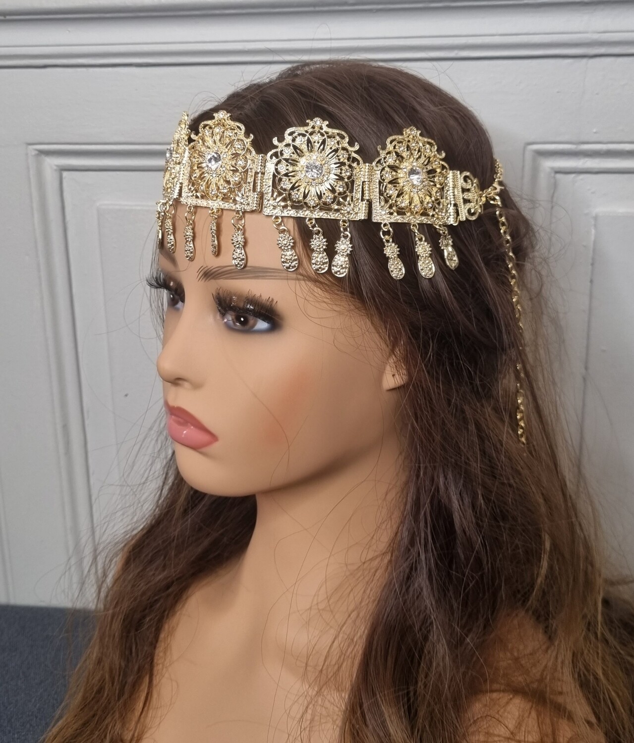 bijou de tête oriental jbine doré et blanc