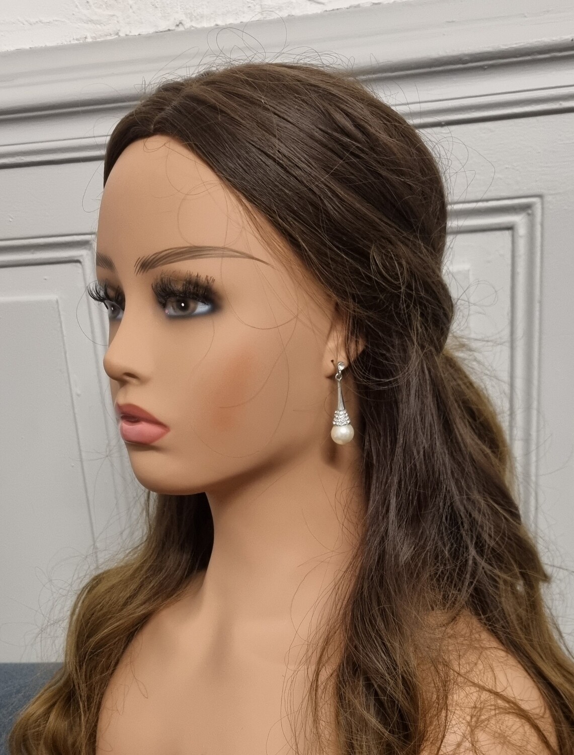 boucles d'oreilles mariage argenté et perle nacre