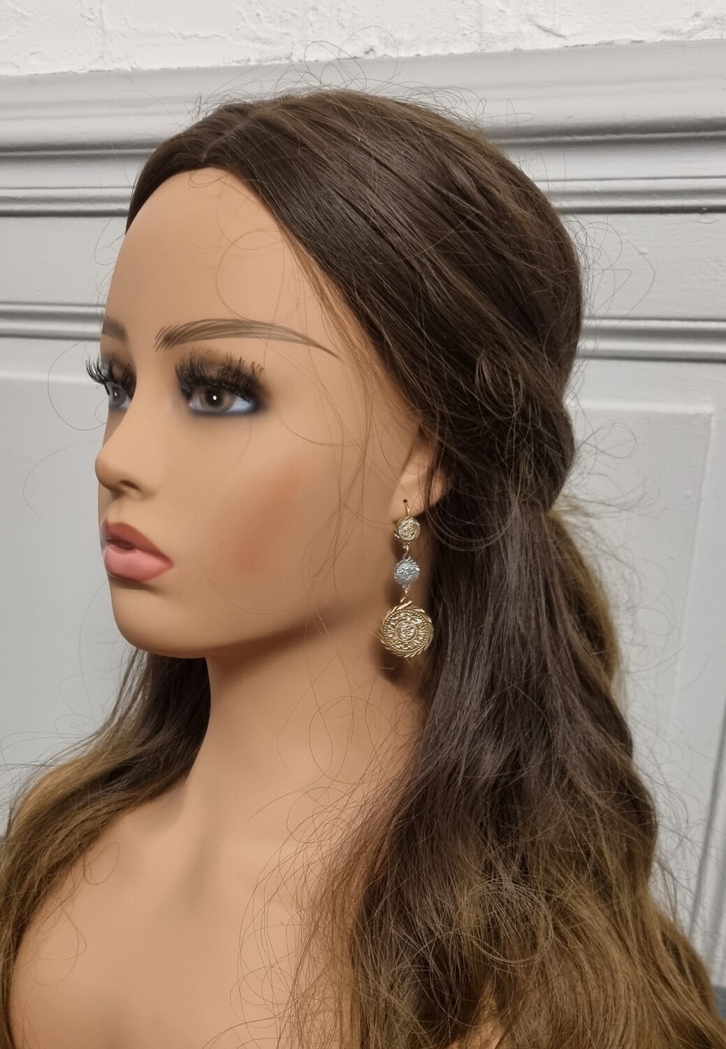 boucles d'oreilles oriental pièces dore et argenté 