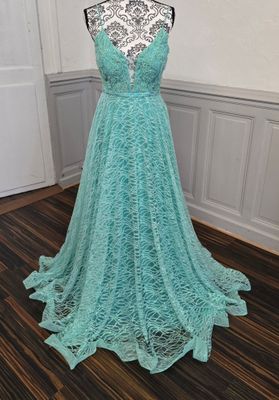 Robe de soirée vert d'eau pailleté