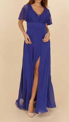 robe cérémonie bohème manche courte dentelle bleu roi robe cérémonie bohème manche courte dentelle bleu roi