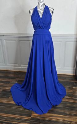 Robe de soirée bleu royal décolleté croisé taille drapé Robe de soirée bleu royal décolleté croisé taille drapé