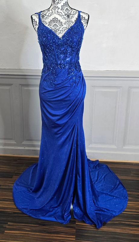 Robe de soirée bleu royal coupe sirène fendue Robe de soirée bleu royal coupe sirène fendue
