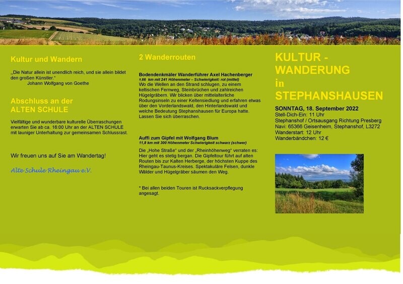 Kulturwanderung 18.09.2022, 12:00 Uhr
