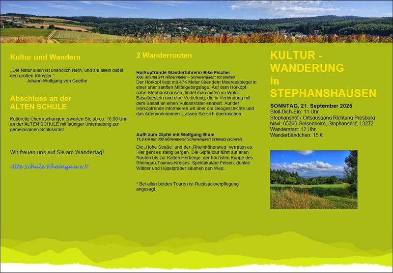 Kulturwanderung 21.09.2025, 12:00 Uhr