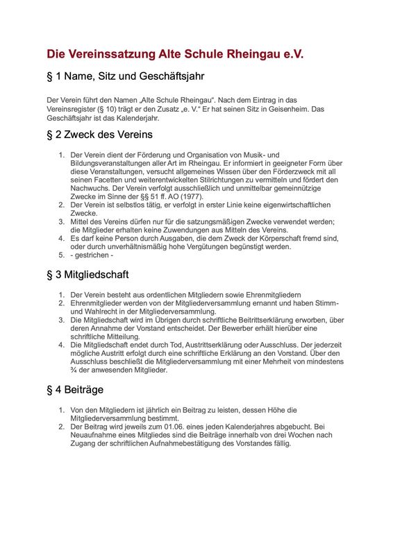 Beitritt zum Verein Alte Schule Rheingau e.V.