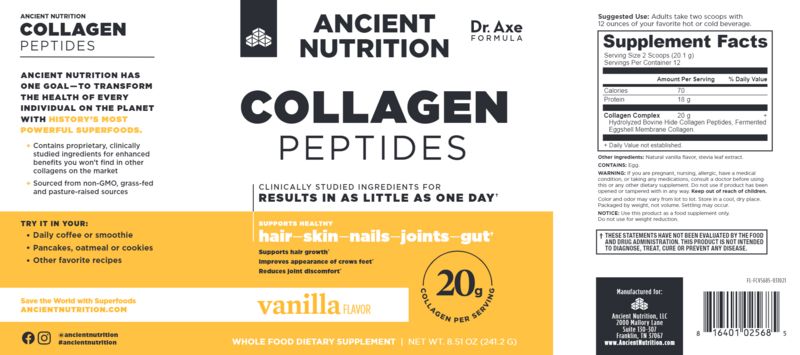 Ancient Nutrition Collagen Peptides - Vanilla 8.51 oz