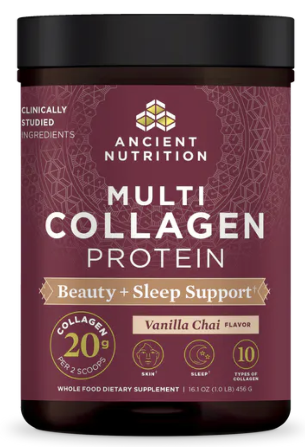 Ancient Nutrition Beauty +Sleep Support Vanilla Chai 16.1oz