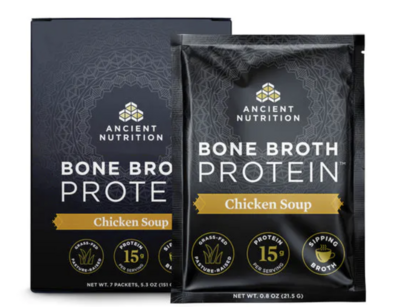 Ancient Nutrition Bone Broth Protein Chicken Soup Box of 7 Packets