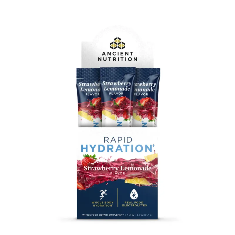 Ancient Nutrition Rapid Hydration Strawberry Lemonade 15 pkts