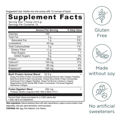 Ancient Nutrition Multi Protein Animal-Based Strawberry 18 oz
