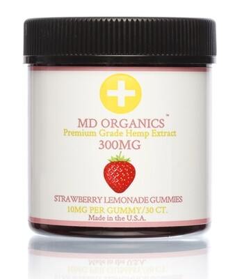 300mg 30ct MD Organics Pure Organic Hemp Oil Gummies Strawberry Lemonade Vegan Lab Tested Immune Support Pain Anxiety Sleep