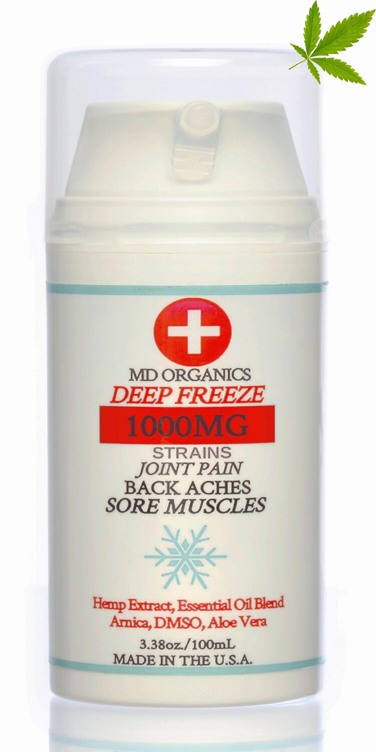 1000mg MD Organics Deep Freeze Sports Cooling Lotion Arnica Menthol Essential Oils Pain Topical