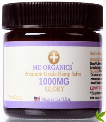 1000mg MD Organics Hemp Oil Salve Beeswax Lavender Pain Relief Skin Issues Lab Tested