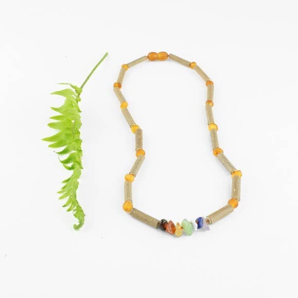 CanyonLeaf - Adult: Hazelwood + Raw Chakra Crystal Necklace 18" $42