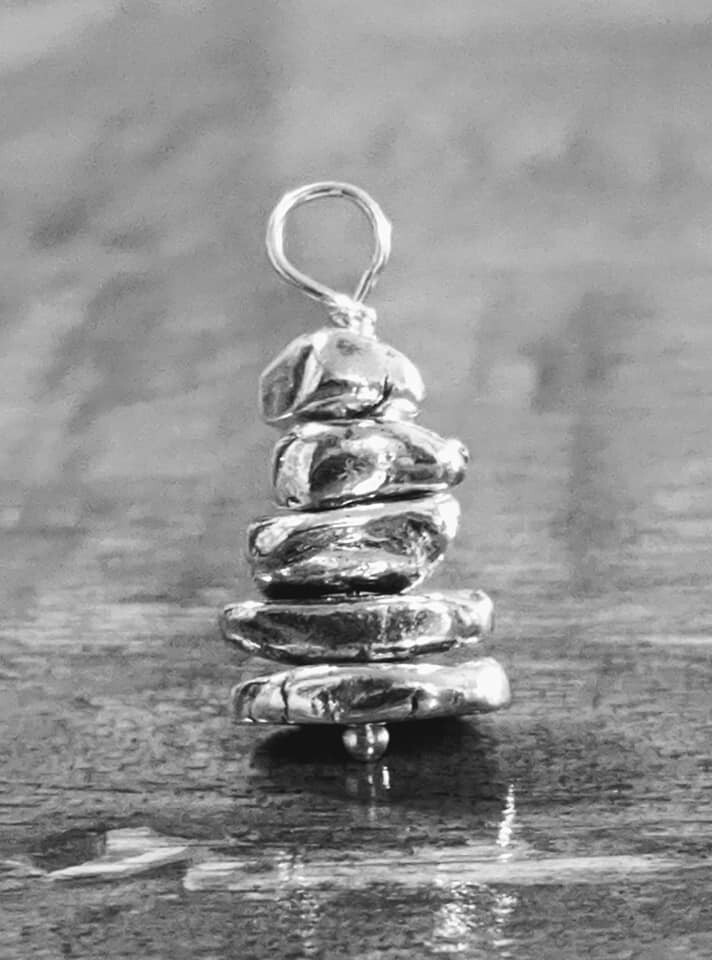 Zen Cairn (Rock Stack) Pendant by Seaside Silver on leather cord