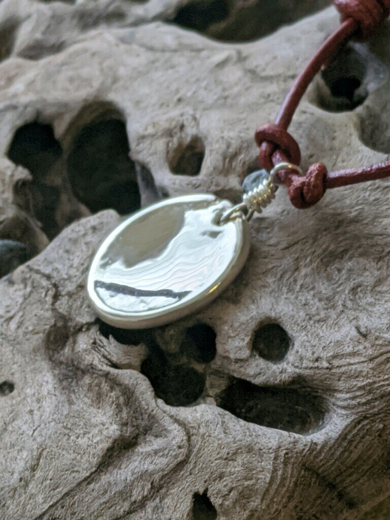Protection Mirror Pendant w/silver chain by Seaside Silver