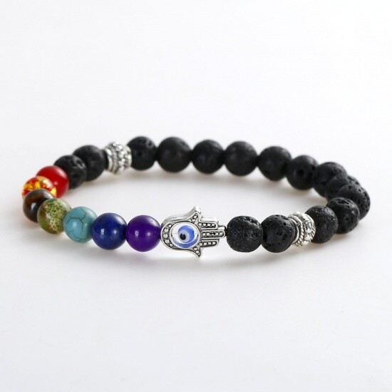 7 Chakra Elastic Bracelet w/charm 