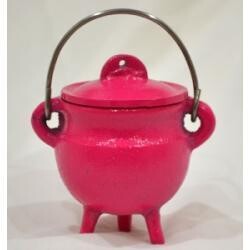 Pink Cauldron w/handle & lid - Plain (small)