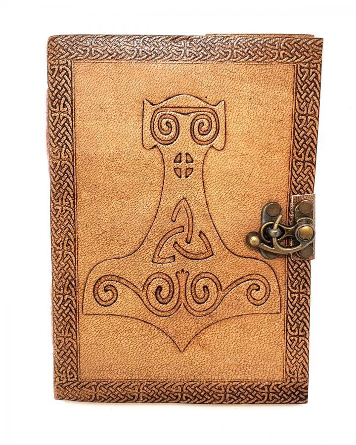 Thors Hammer Tan Leather Journal with clasp