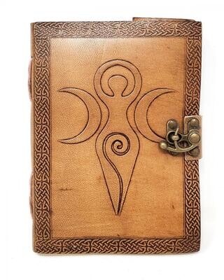 Goddess Moon Tan Leather Journal with clasp
