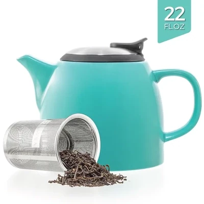 Drago Turquoise Ceramic Teapot with Infuser 22oz