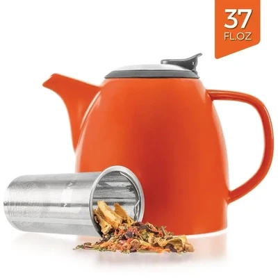 Drago Orange Ceramic Teapot with infuser 37oz