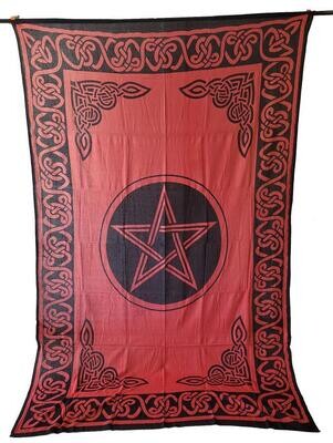 Red/Black Pentagram Tapestry 72x108"