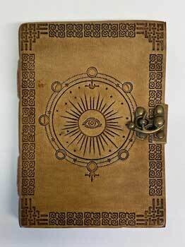 Moon Phase Tan Leather Journal with clasp