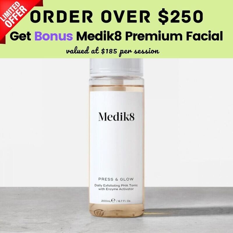 Medik8 Press &amp; Glow 200ml (with bonus facial if purchase over $250)