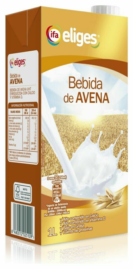 BEBIDA DE AVENA CON CALCIO SPAR 1 L. - SPAR