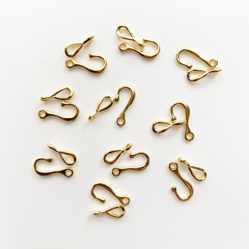Beading Basics: Gold-Plated Brass Hook Clasps, 10 sets/bag