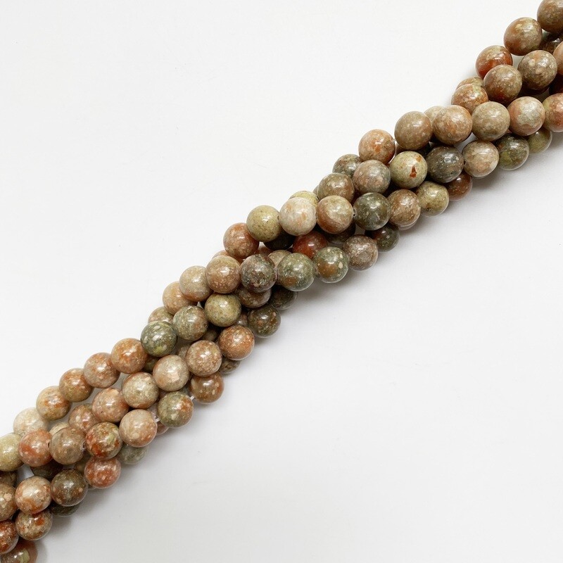 8mm REGULAR HOLE Autumn Jasper Gemstone Round Beads - 15 in strand