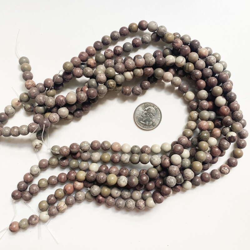 8mm REGULAR HOLE Crazy Horse Jasper Gemstone Round Beads - 16 in strand