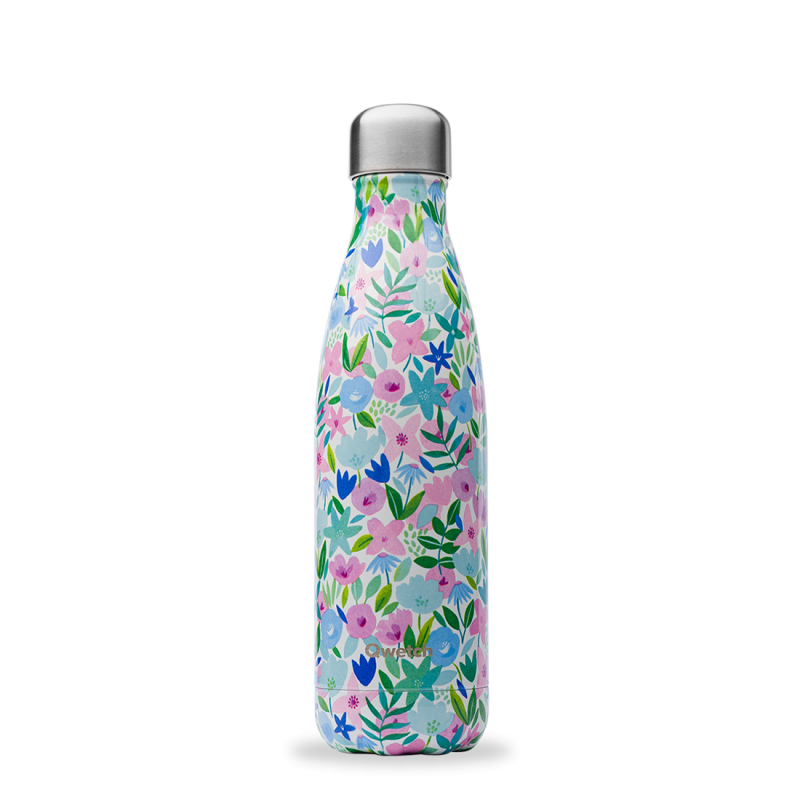 QWETCH Bouteille isotherme Flora Bleue 500 ml