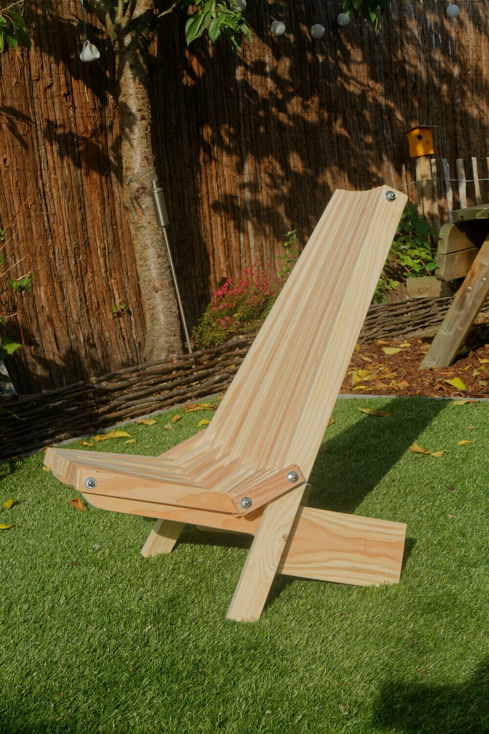 Houten relax stoel/tuinstoel